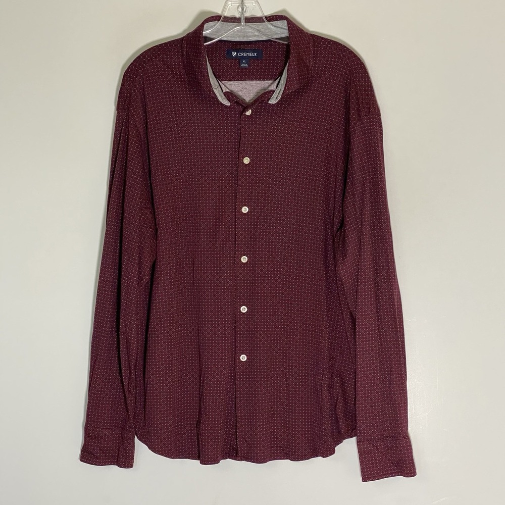 Cremieux‎ Shirt Mens XL Red Multi Geometric Cotton Stretch Lightweight Casual